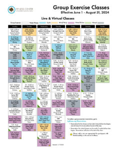 Fitness Center Summer Group Exercise Schedule